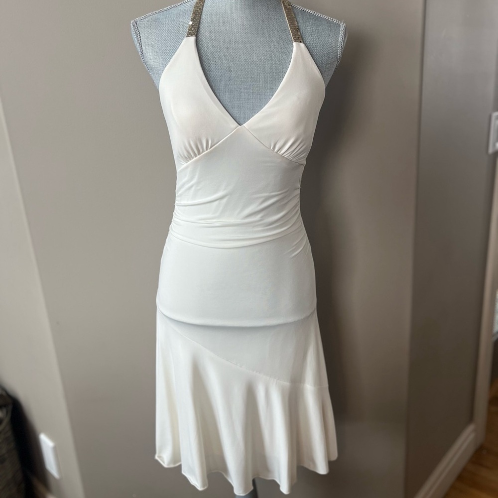 Ruby Rox Winter-White Backless Halter Dress